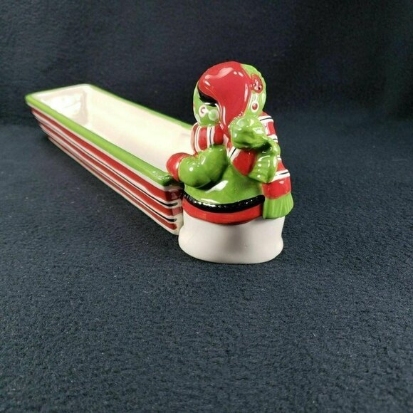 Fitz and Floyd Cookie Cracker Cradle Friends Gather Here Xmas Holiday Plate‎ - Picture 7 of 12